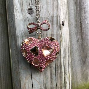 Betsey Johnson Pink Heart Necklace